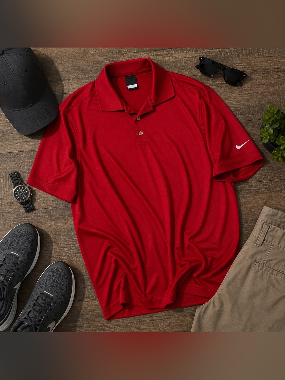 Nike Men's Bold Sunday Red Polo Shirt Size XL